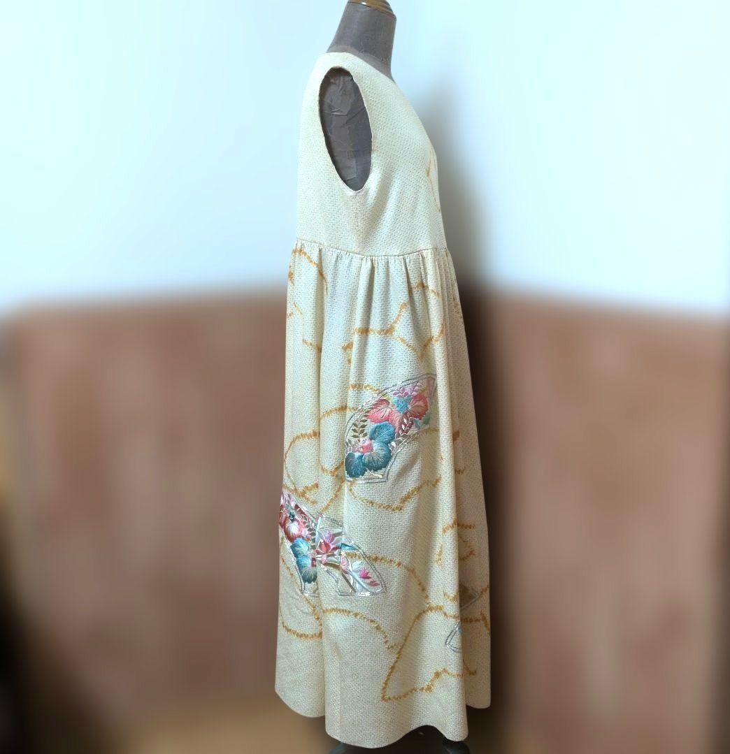 着物リメイクワンピース♪17♪振り袖♪122cm♪絞り刺繍