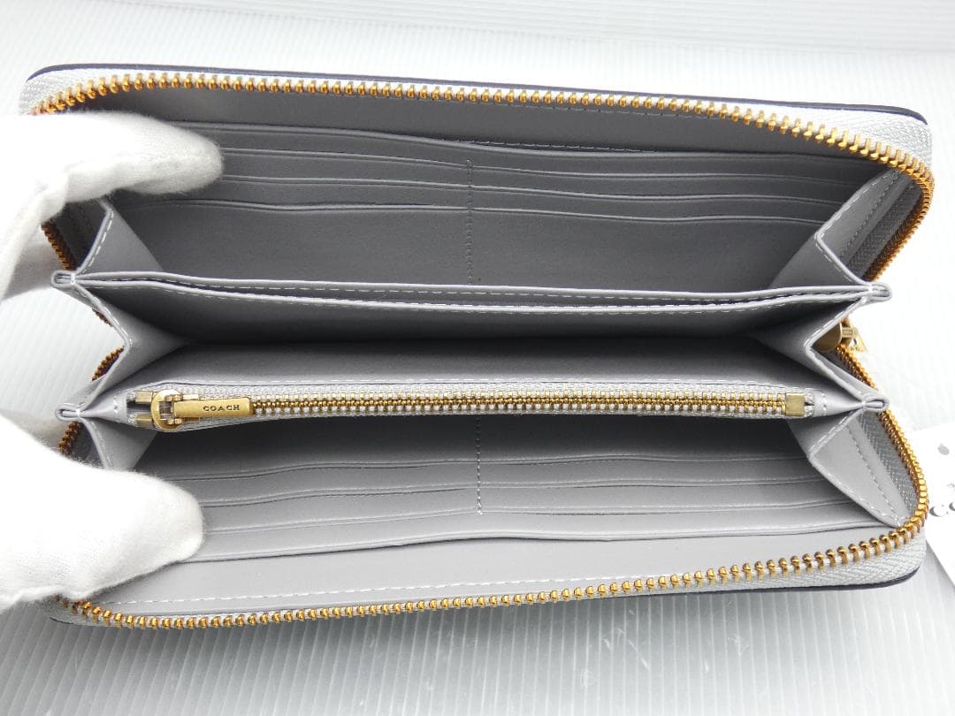 【新品】COACH コーチ ラウンド 長財布 CC489 ウォレット グレー系