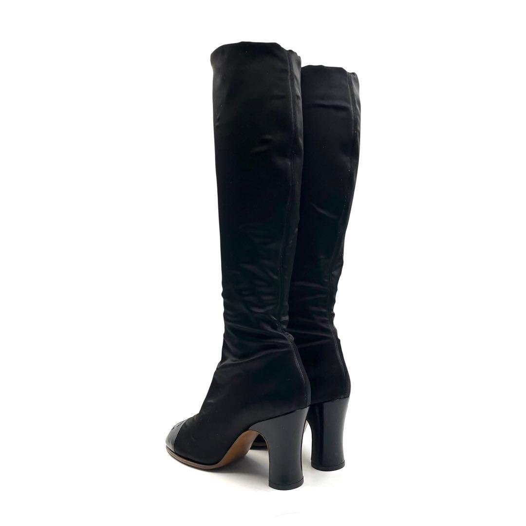 《超美品》シャネル ストレッチ ココマーク ロングブーツ ブラック 黒系 36