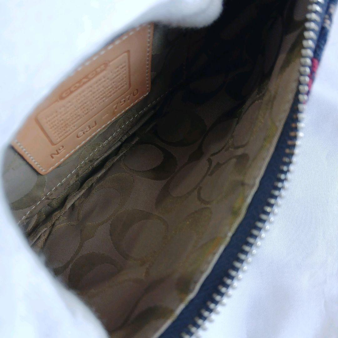 COACH　アクセサリーポーチ　ウール　スエード　チェック柄　ソーホー