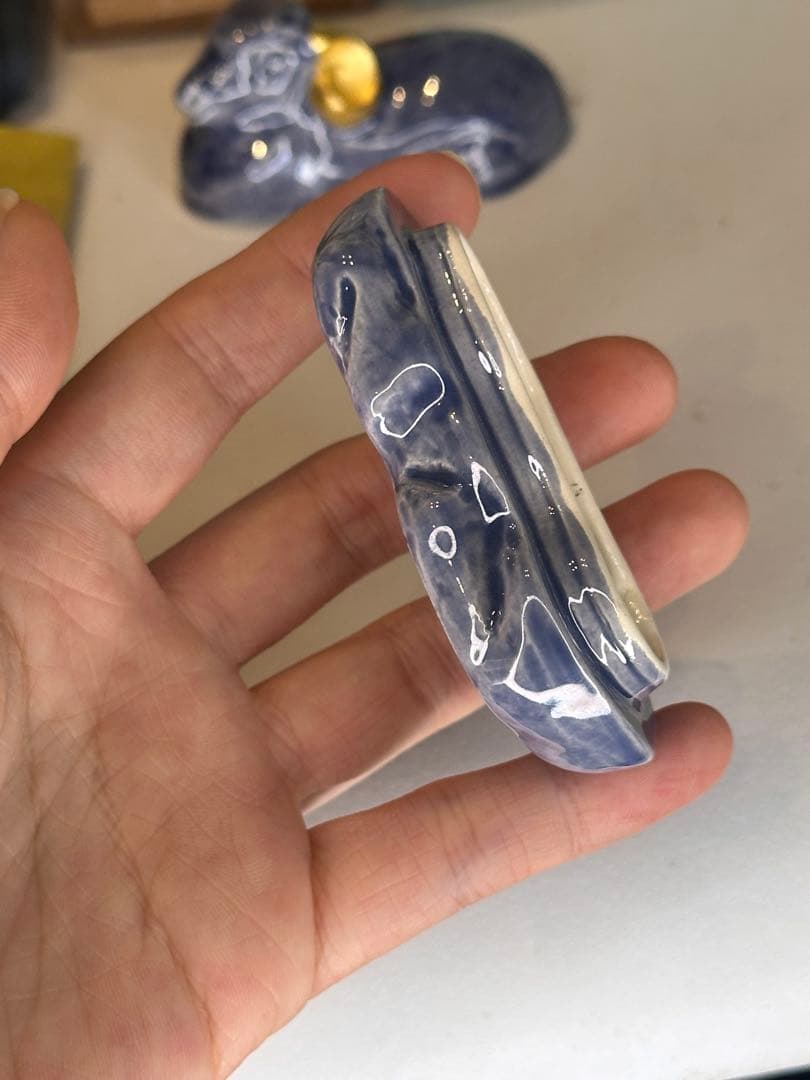 京焼 中村翠嵐 交趾 干支未 羊香合 金彩耳 共箱付 共布付 美品