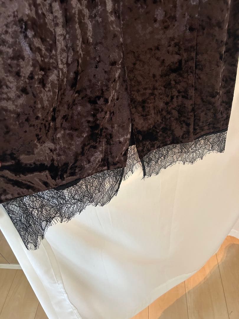 【etoll.】クラッシュベロアランジェリー風ドレス　S