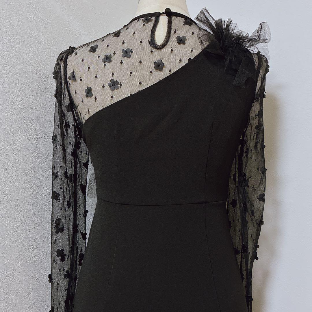 完売品　レジャ　フラワーモチーフアシンメトリーチュールマーメイドワンピースドレス