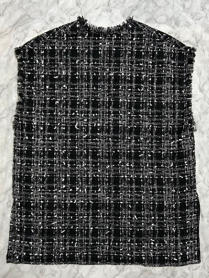BEARDSLEY ビアズリー ベスト ツイード Vネック プルオーバー 黒