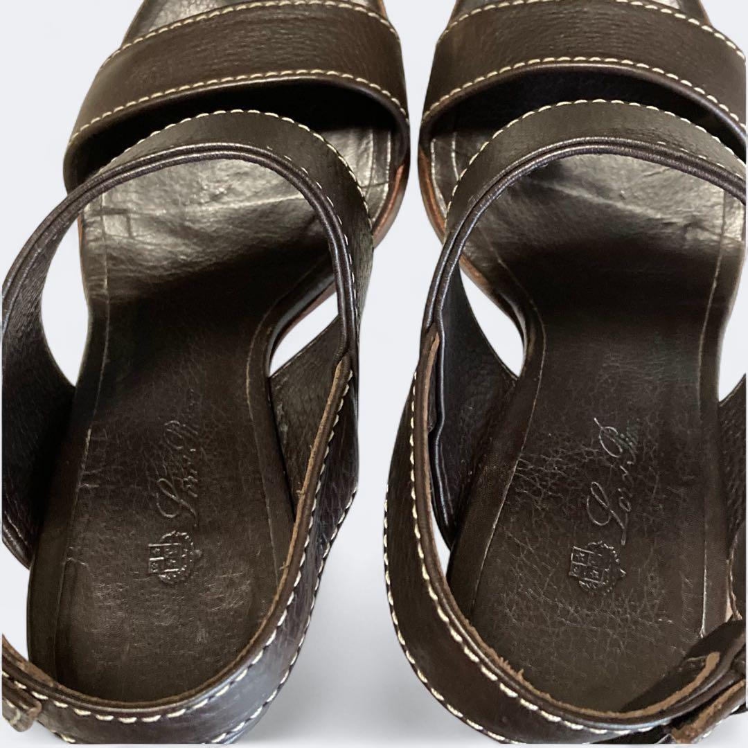 ロロピアーナ　レザー ストラップサンダル　35　22cm相当　ブラウン系