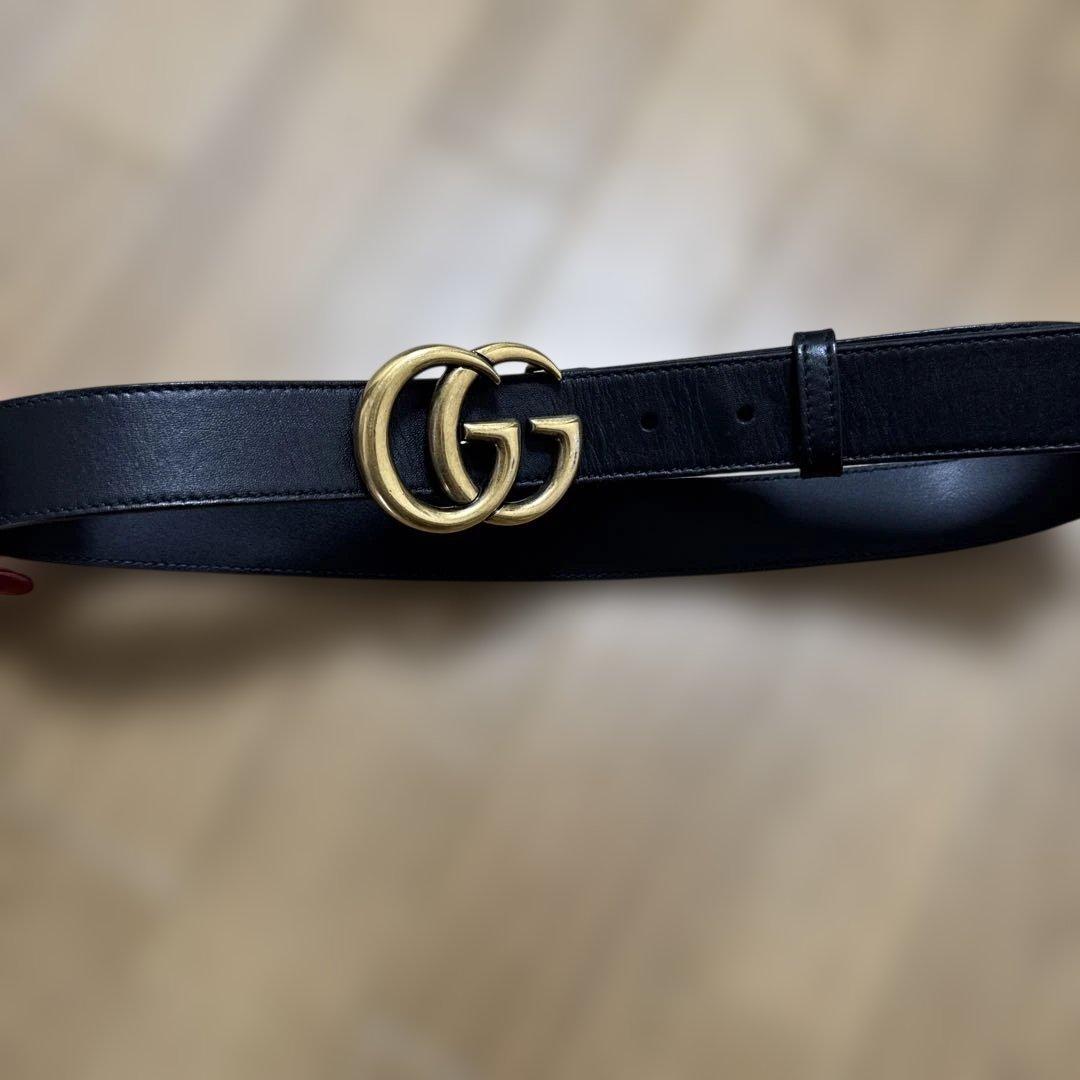 GUCCI ダブルGバックル ベルト ブラック