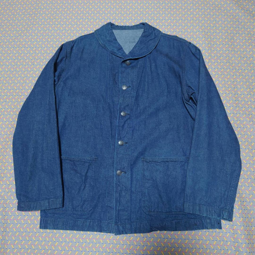 バズリクソンズ ショールカラーデニムカバーオール　42　US NAVY