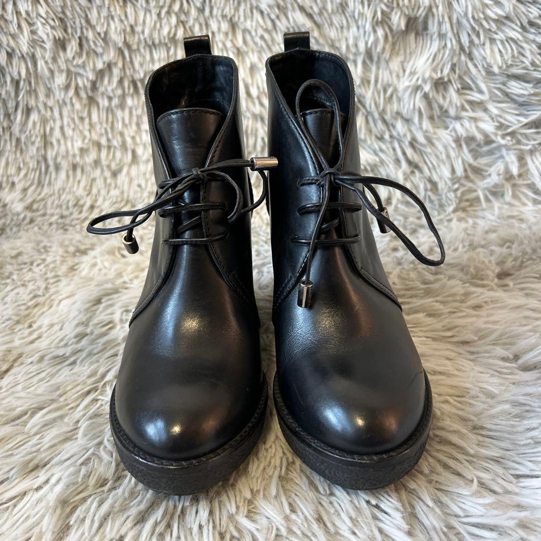 【美品】MONCLER レザー ウェッジソール ショートブーツ 36サイズ
