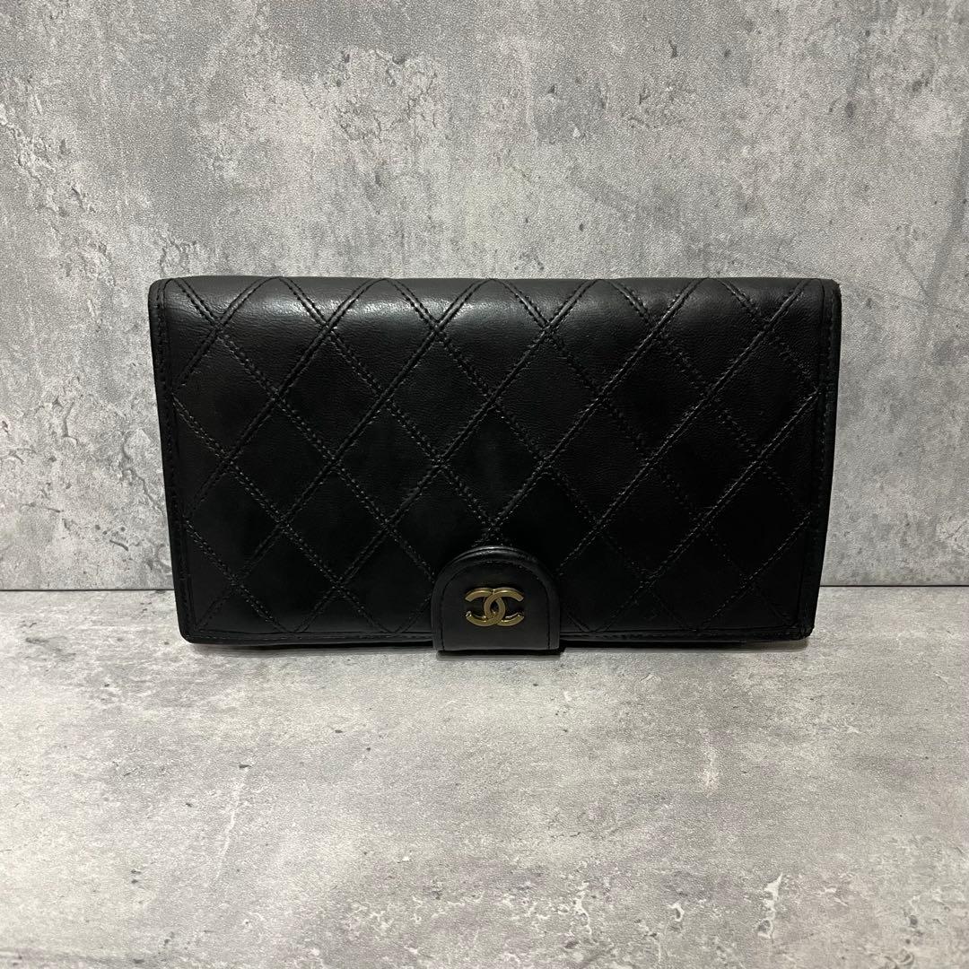 CHANEL ピコローレ ワイルドステッチ 長財布 がま口 レザー ウォレット