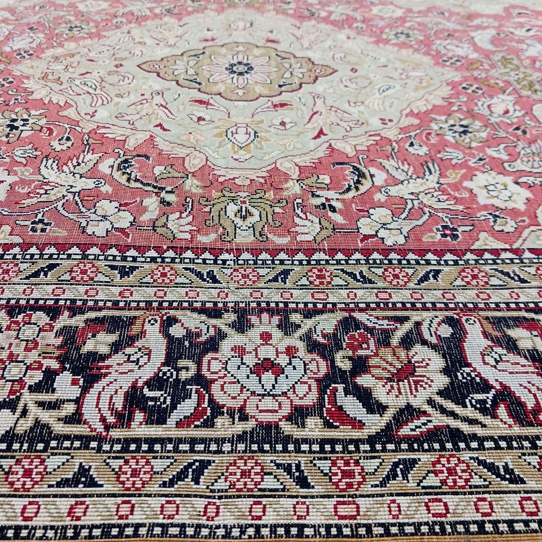 専用 Y3354 高級ペルシャ絨毯 クム シルク100% 手織り メダリオン