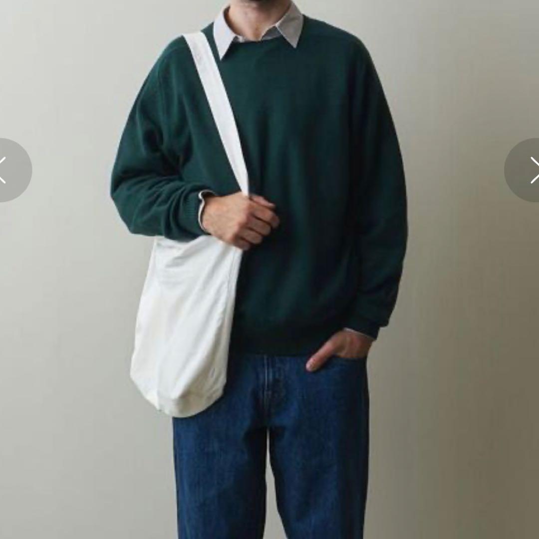 スティーブンアラン LOOSE FIT サドルショルダー ニットセーター 緑