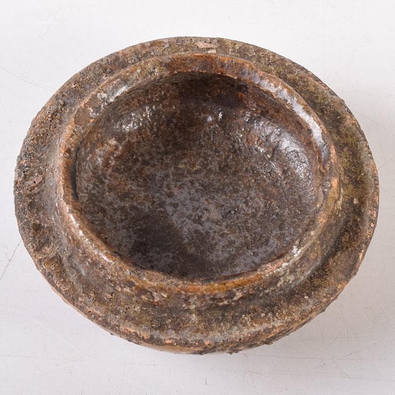 茶道具　大樋焼　菊形　香合　時代箱　N　7468