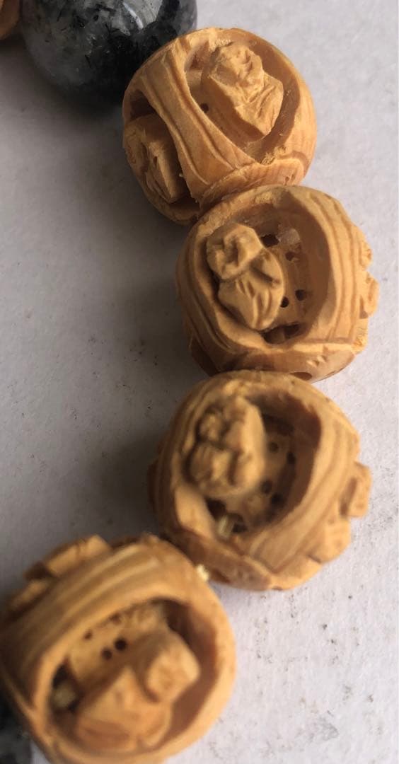 ブラックルチルと羅漢さんのブレスレット仏教とパーワストンの力健康安全運上昇