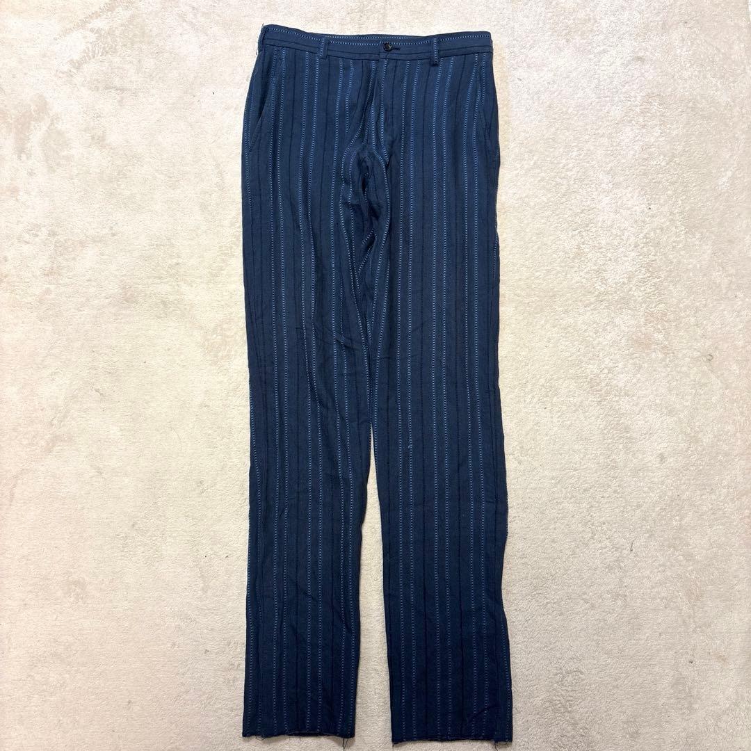 コムデギャルソンオム 田中オム ストライプ スラックス AD2000 ブルー