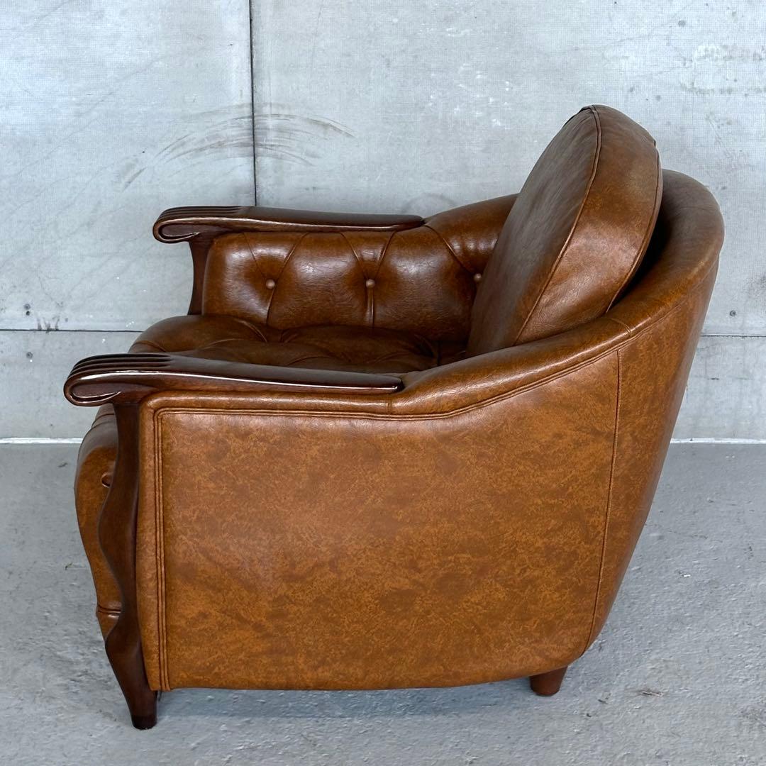 ★マルニ木工★ベルサイユ｜マキシマムシリーズ 1Pソファ｜PVCレザー ロゴ無①