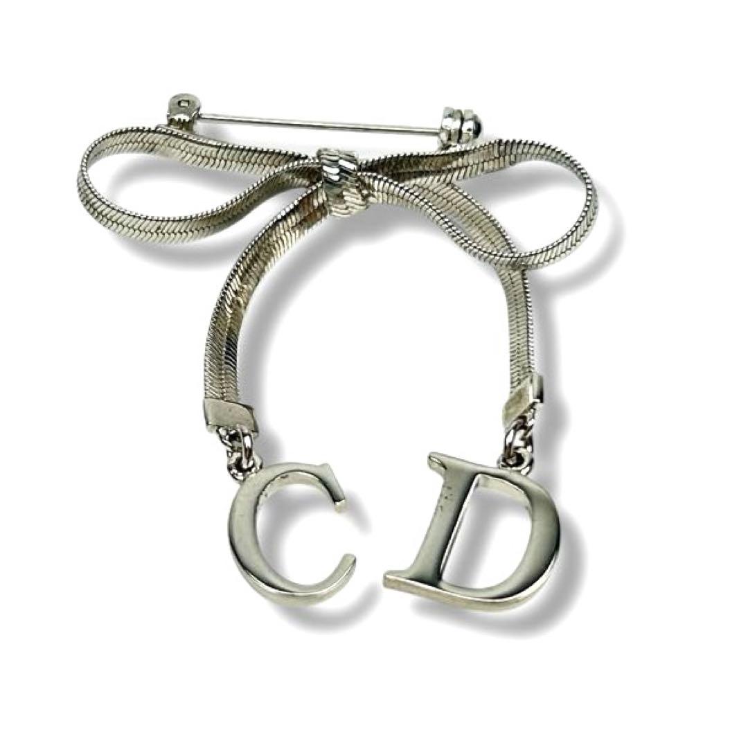 【希少】Christian Dior ブローチ リボンモチーフ ブローチ