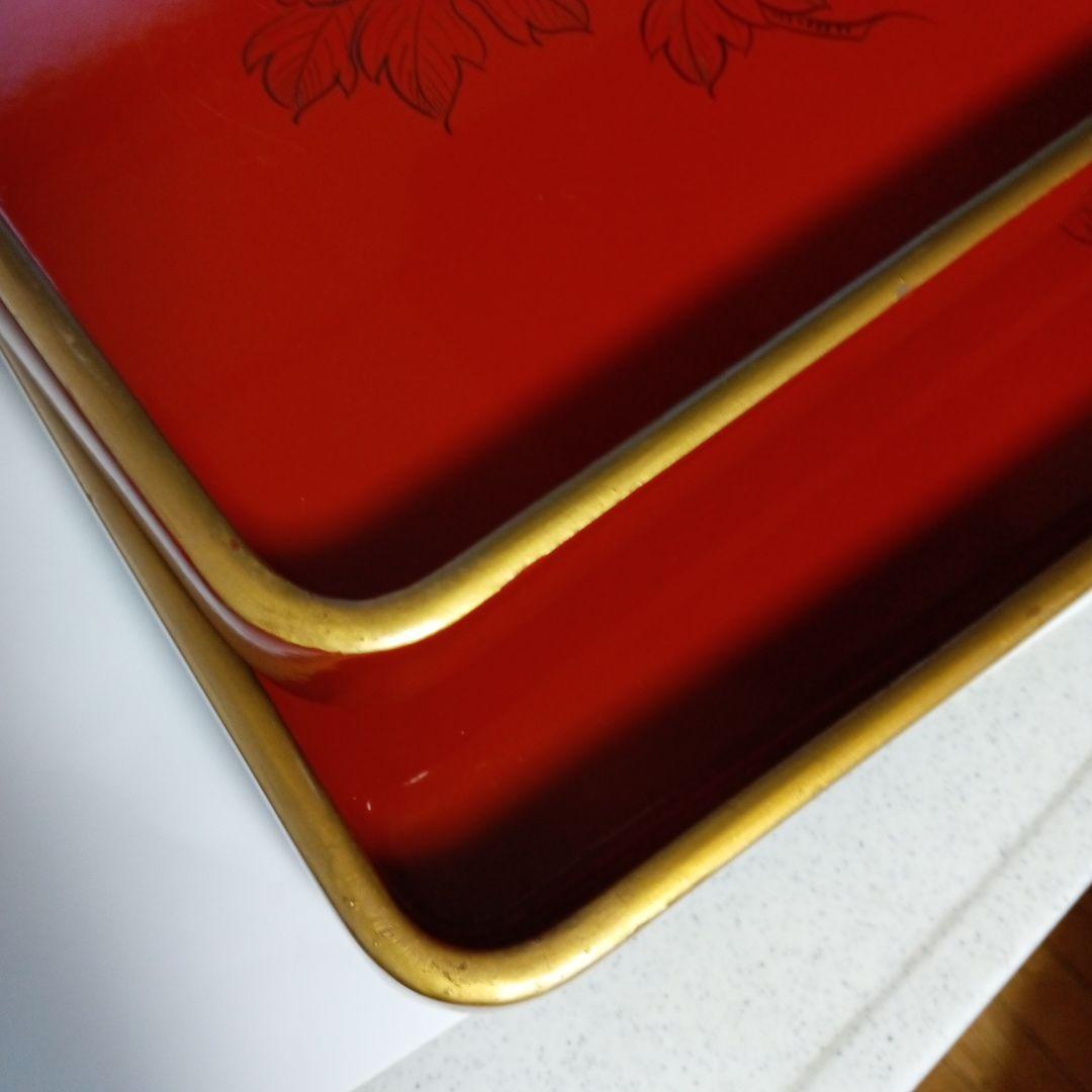 専用です！レトロ 本漆塗り お膳　足付き　4客　 寒冷紗張り