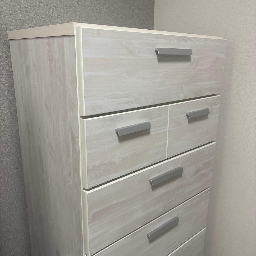 新品未使用。完成品。ハイチェスト 洋服収納チェスト ホワイト