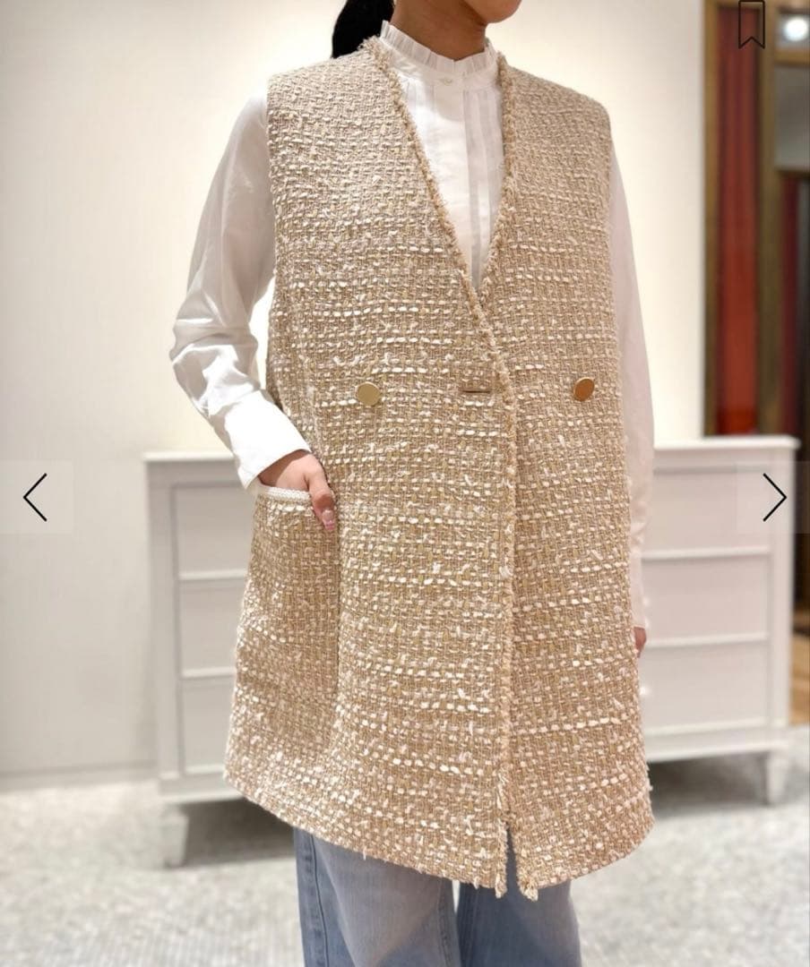 ✨2025未使用級✨BALLSEY　Coconutセミロングジレ　ツイード　36