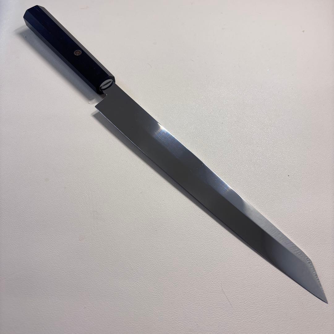 【特価限定】270mm 切付柳刃包丁 鏡面　黒檀八角柄 刺身包丁 「全鋼」'ᙁ