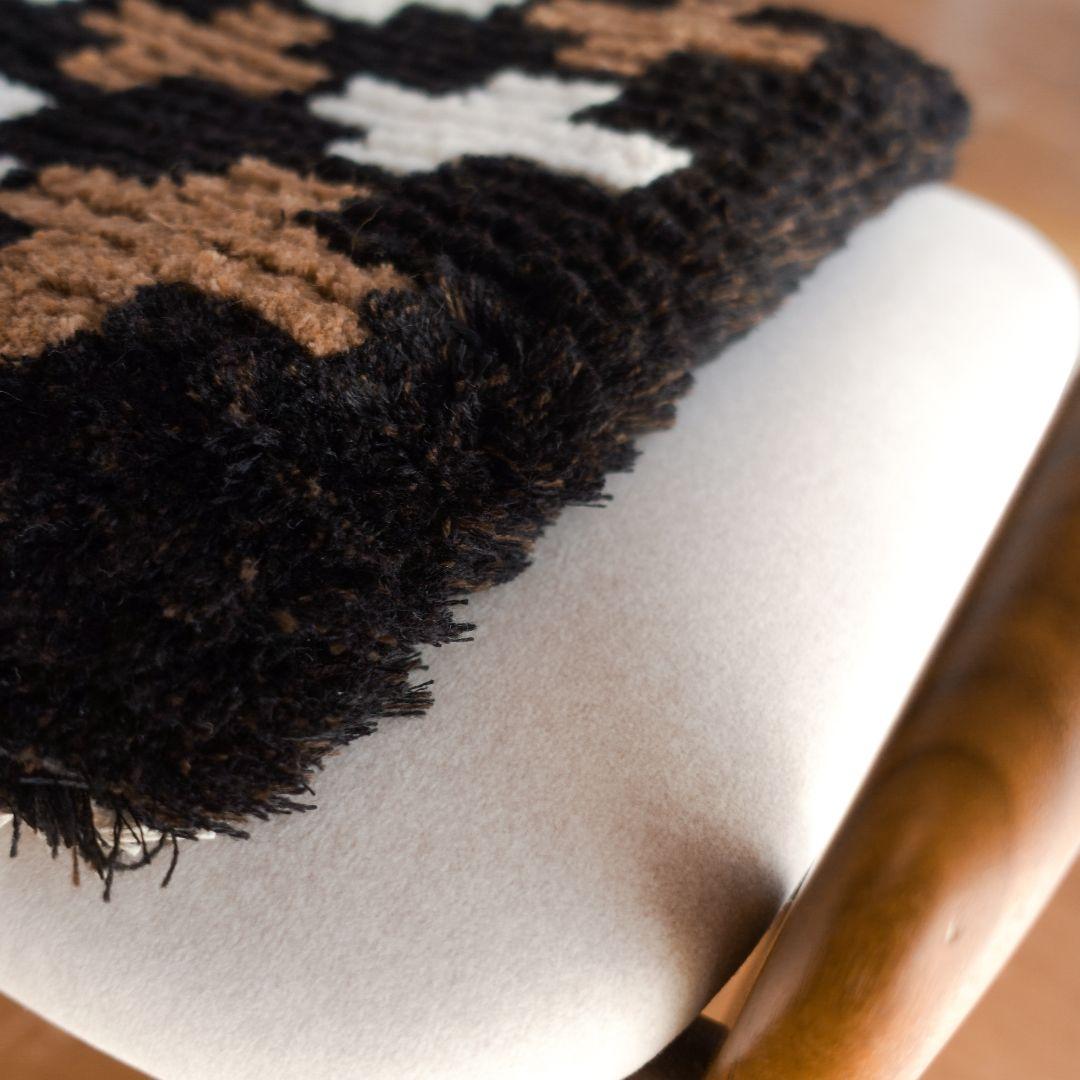 【一点物】【手染め糸】ノッティング織 椅子敷き 006