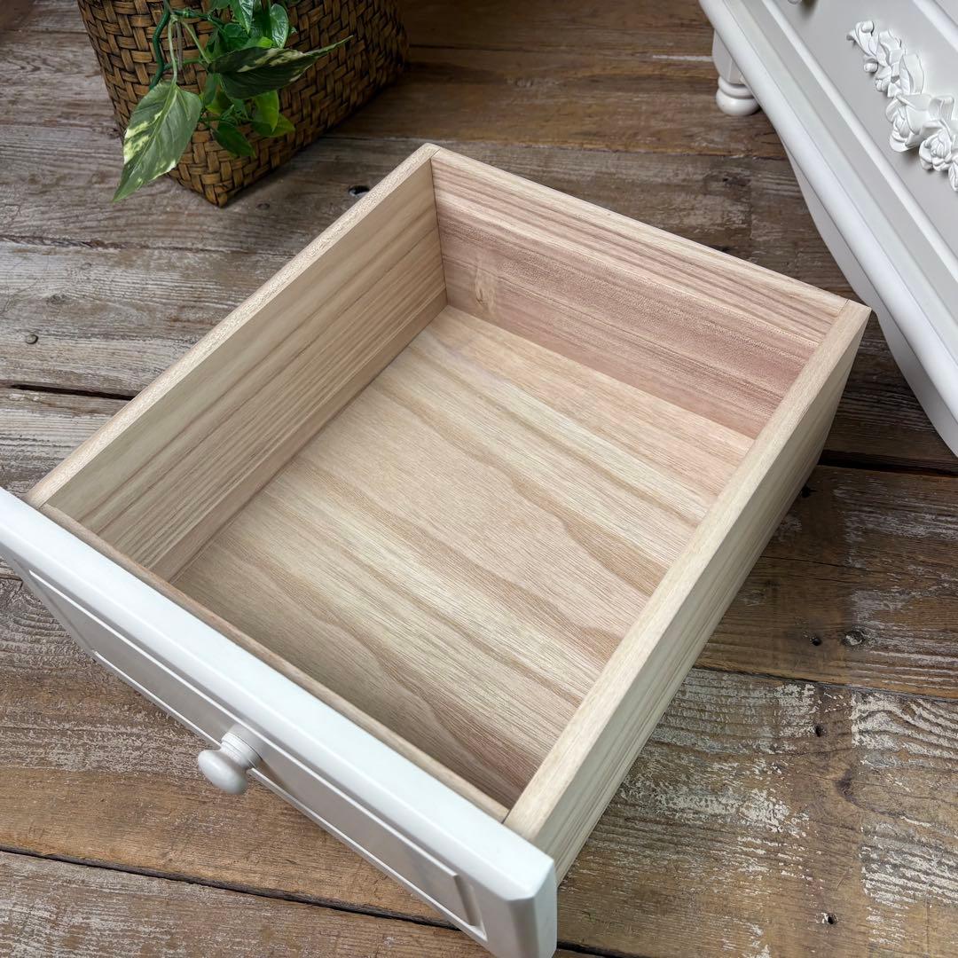 フレンチカントリー北欧調ホワイトチェスト三段四つ引き木製洋タンス収納家具飾り台