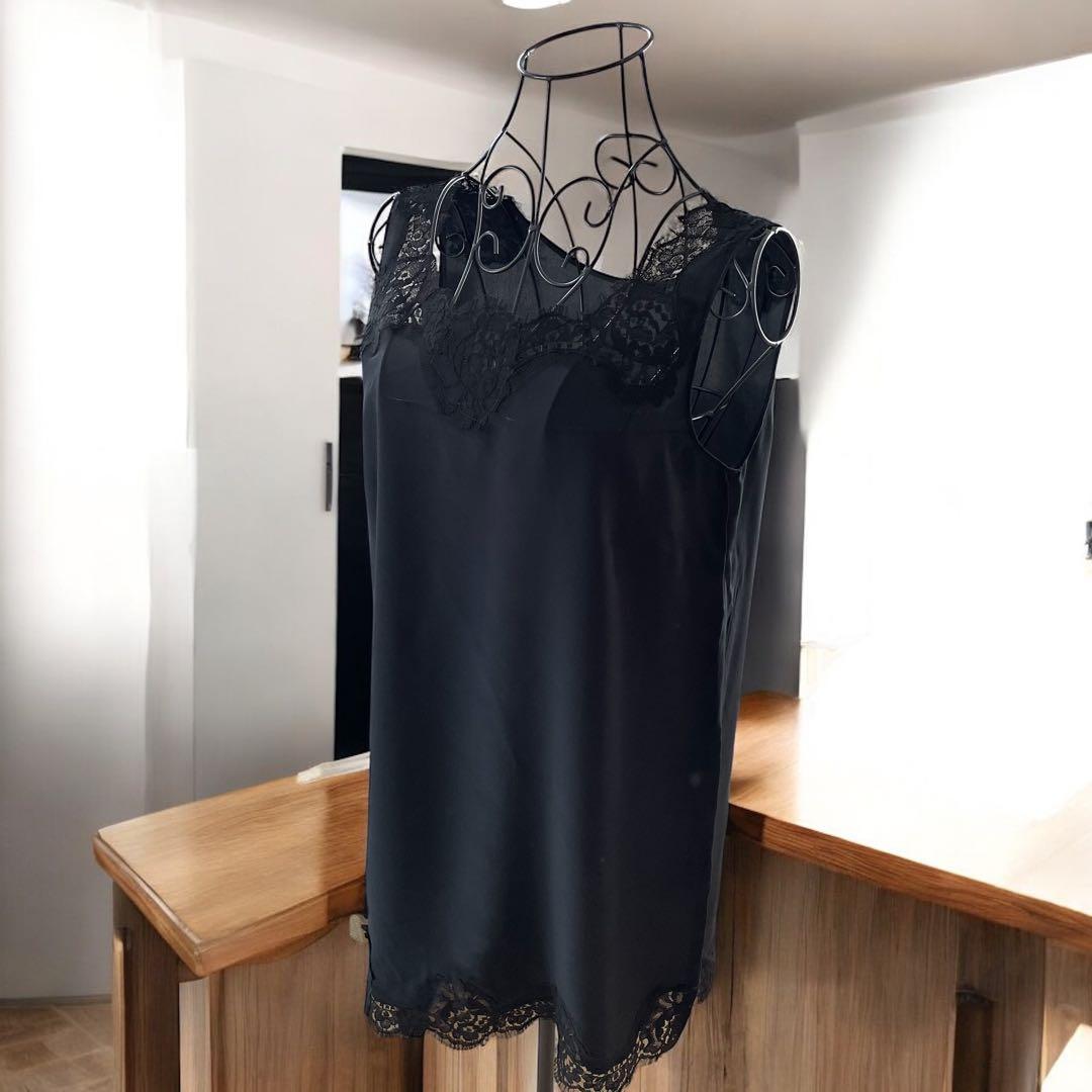 DOLCE&GABBANA レースキャミソール 黒 42 ドルガバ