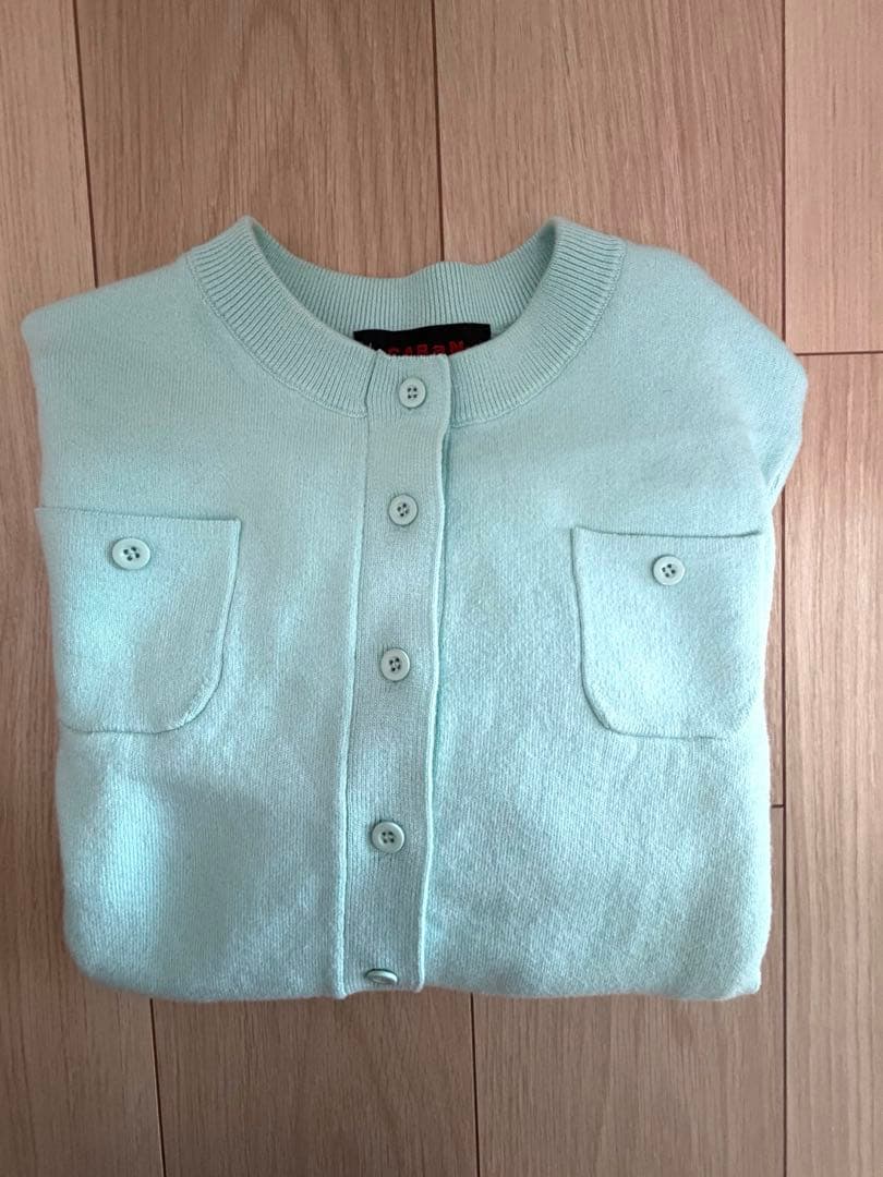 【店舗購入品】CABaN コットンカシミヤクルーネックカーディガン ライトブルー