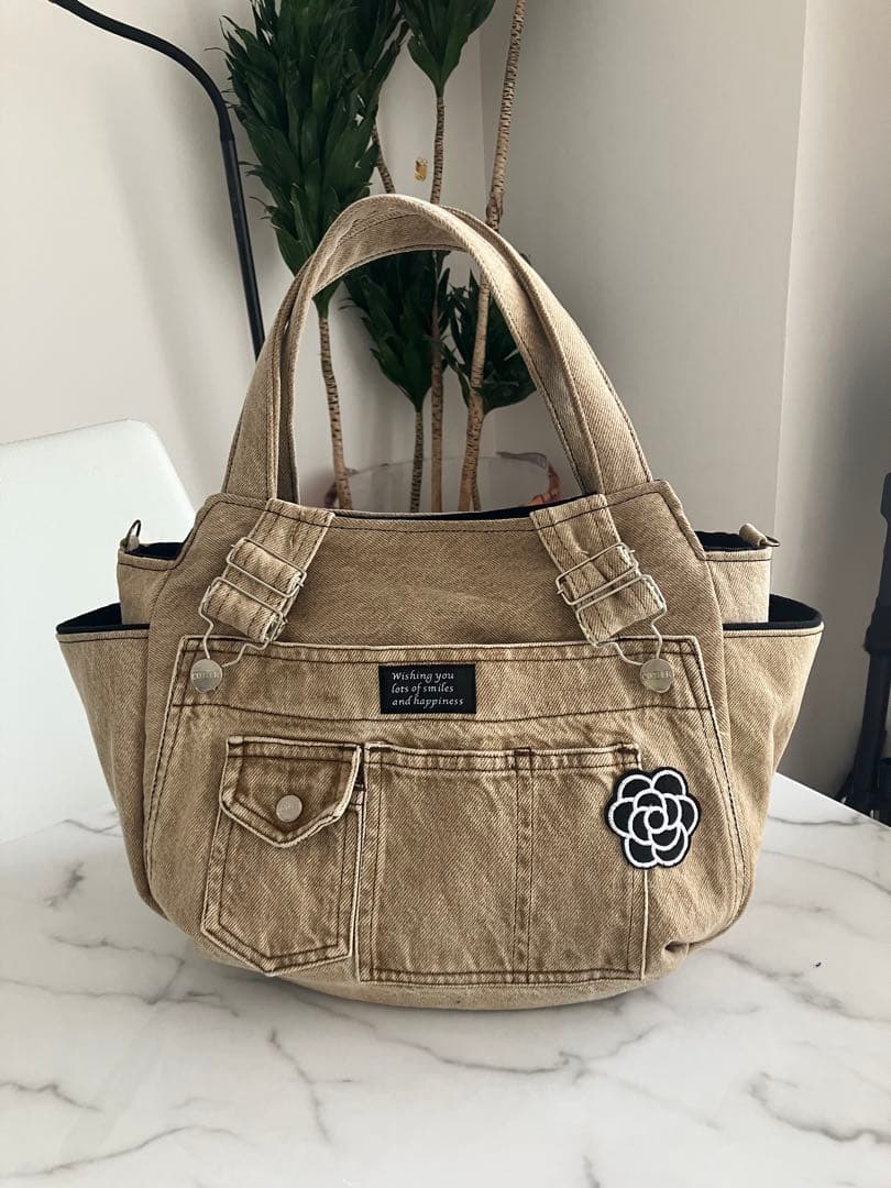 895 tatdwtg大きめデニムリメイクバック　ハンドメイド2点