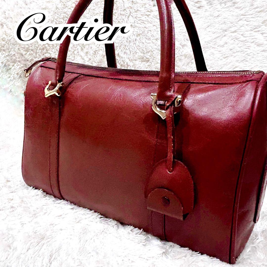 Cartier カルティエ マストライン ボストンバッグ ボルドー 本革 レザー