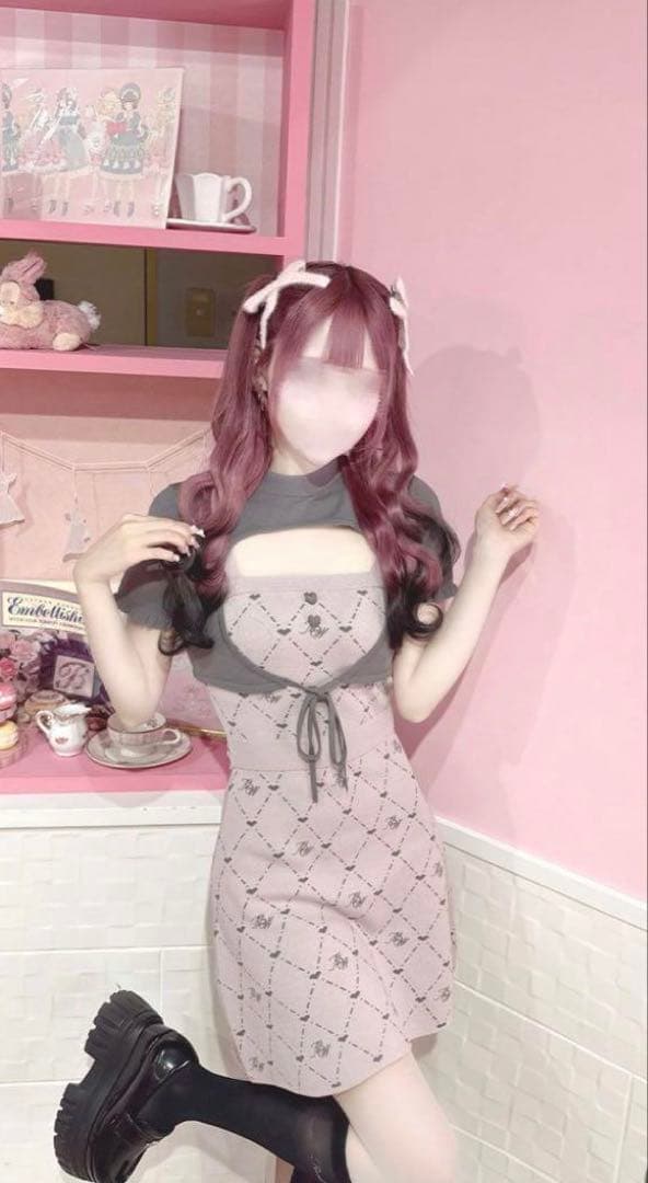 HONEYMEW イモちゃんコラボ HWモノグラムアンサンブルワンピース ピンク