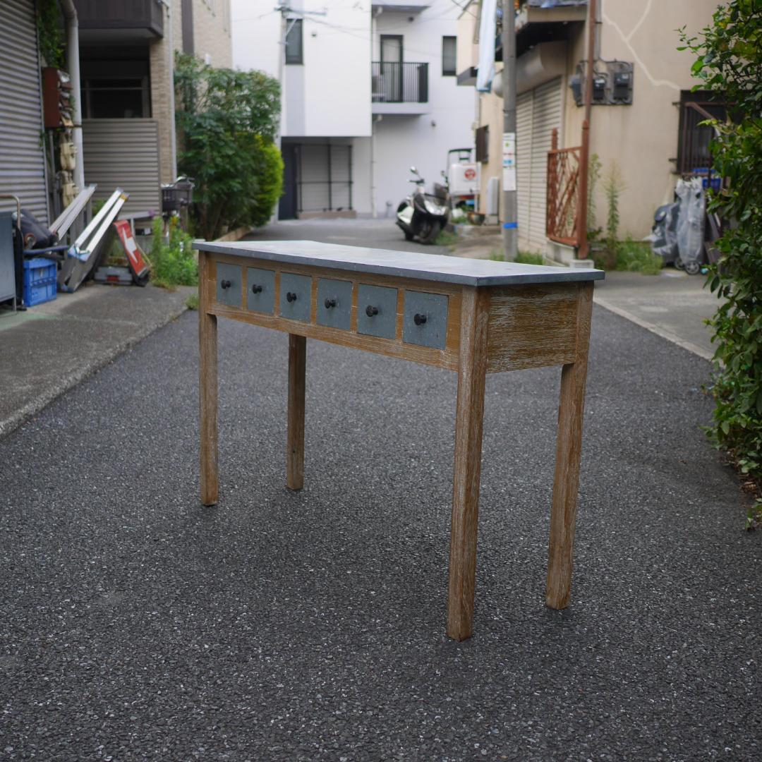 コンソールテーブル ワークデスク 作業台 古道具 ガレージ ヴィンテージ