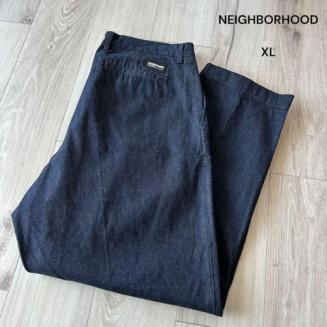 NEIGHBORHOOD ネイバーフッド デニムスラックス 紺 XL タック