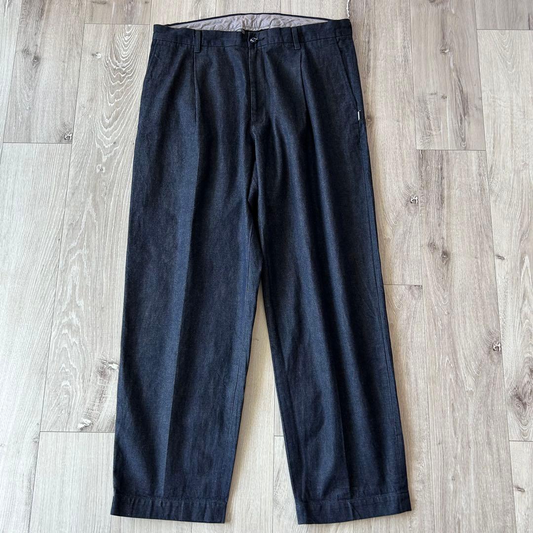 NEIGHBORHOOD ネイバーフッド デニムスラックス 紺 XL タック