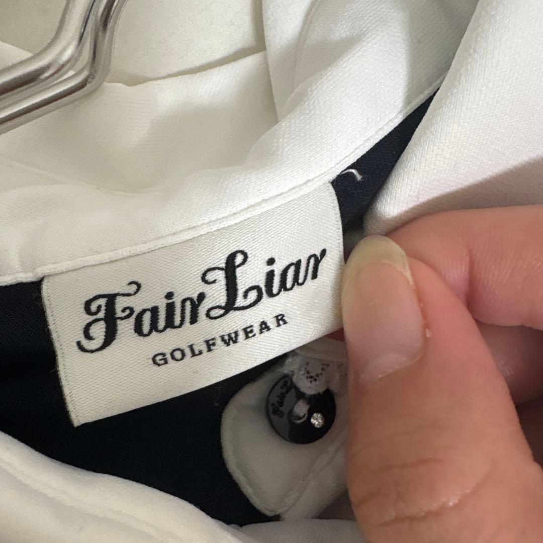 フェアライアー FAIRLIARネイビー レース襟 ゴルフシャツ ゴルフウェア