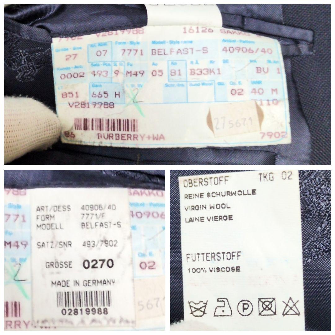 【希少サイズ】バーバリー　テーラードジャケット　紺ブレ　ダブル　金ボタン　背抜き