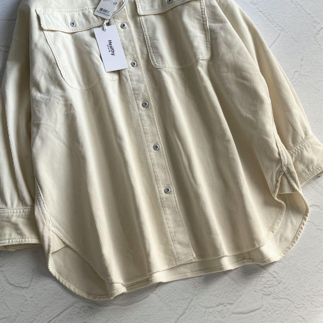 ✨新品✨ ヘルシーデニム アーモンド コーデュロイシャツ スーパービッグシャツ
