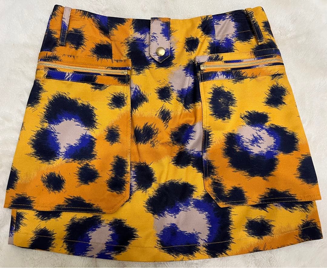 【美品】KENZOケンゾー　ミニスカート　オレンジ　レオパード柄　豹柄