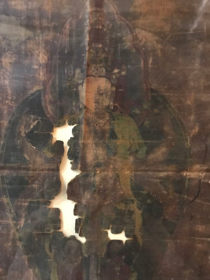 タンカ 仏画 肉筆 骨董 十一面観音 額付き