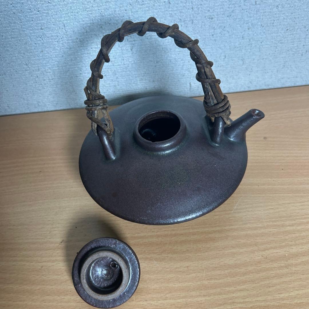 自宅保管品　黒薩摩の銚子　急須　 銘　柿