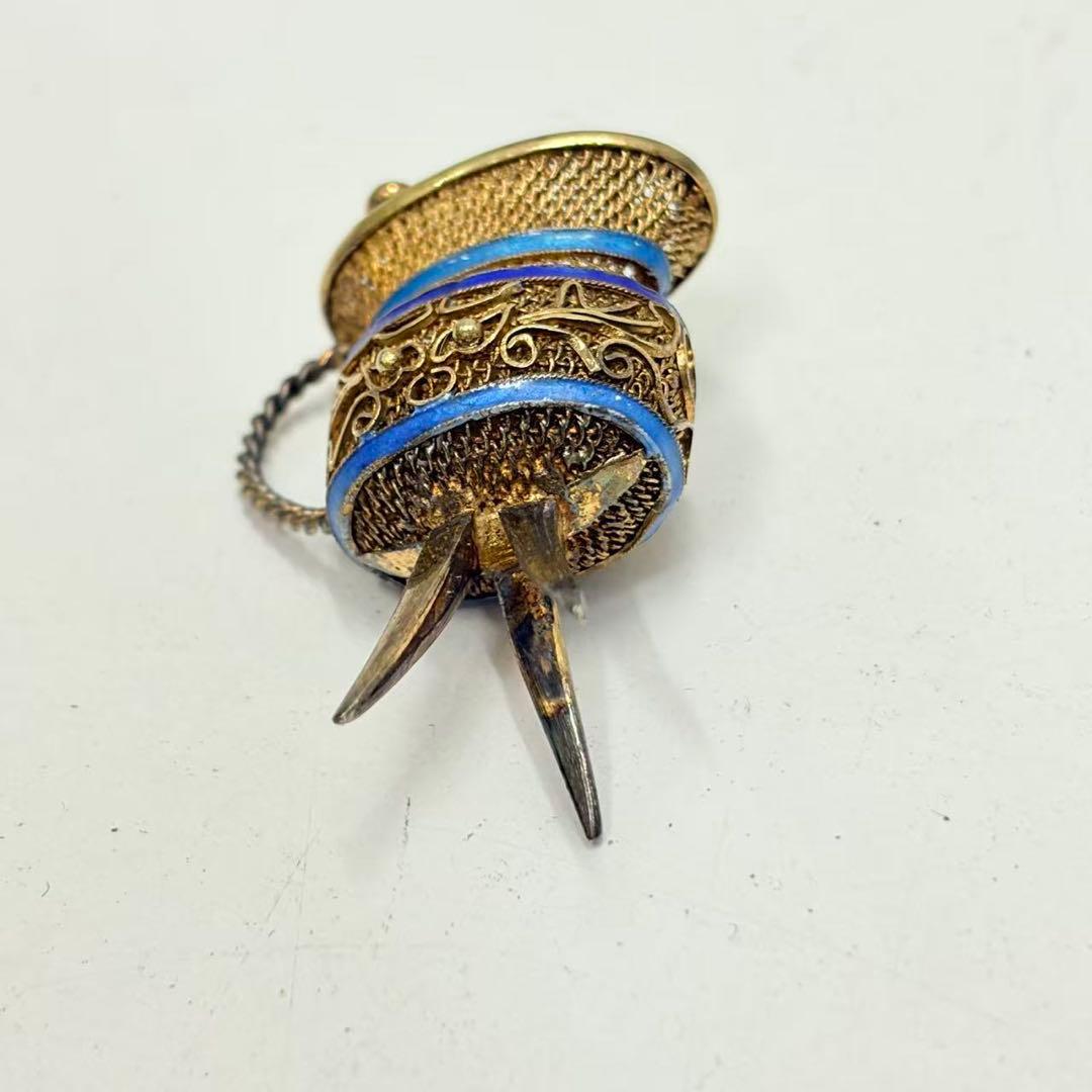 ヴィンテージ 1980年代 中国 SILVER 銀細工 七宝焼 ペンダント