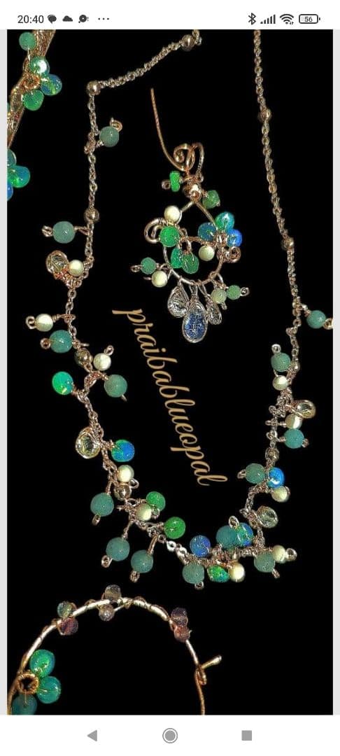 14Kgf 高品質 パライバブルー オパール ブルートパーズ　ネックレス