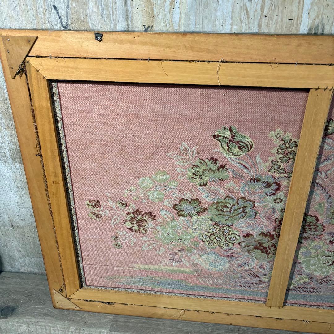ゴブラン織　花柄　額装　タペストリー　特大サイズ