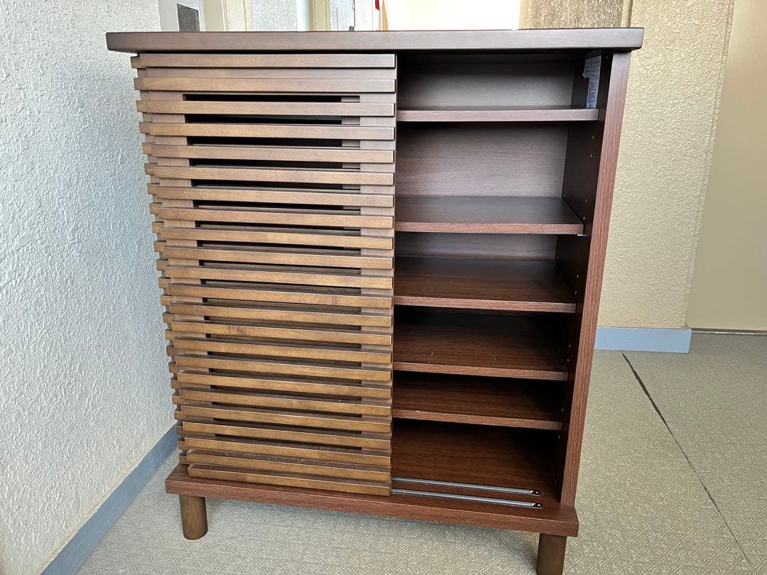 ニトリ　シューズボックス　80cm幅　ブラウン　靴箱　棚　茶色　モミジ
