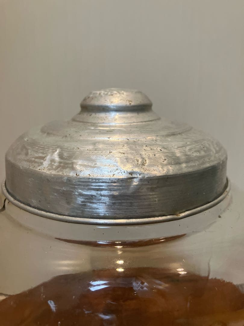 存在感抜群！当時物のジュース味覚糖のアルミ蓋付き駄菓子瓶◇昭和レトロ◇古道具