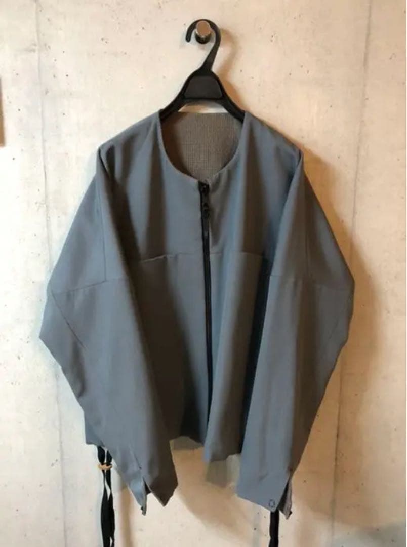 サンシー　リバーシブルブルゾン　ノーカラー　ガンクラブチェック　オスモウール