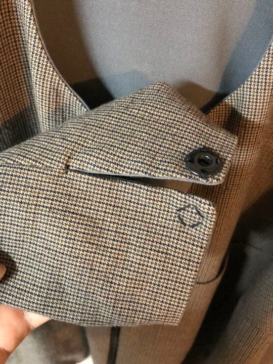 サンシー　リバーシブルブルゾン　ノーカラー　ガンクラブチェック　オスモウール