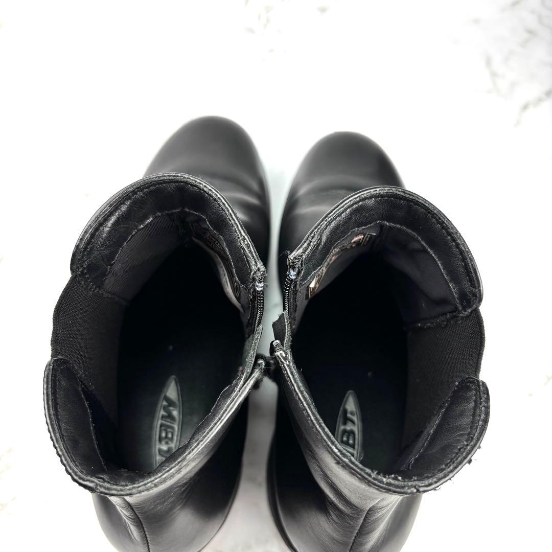 【美品】MBT サイドゴアブーツ レザー ブラック 厚底 ダイエットブーツ 本革