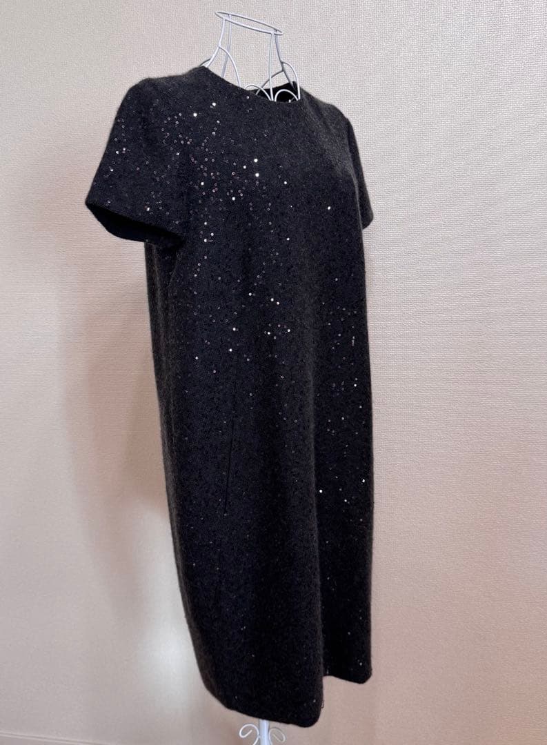 ブルネロクチネリ カシミヤ混スパンコールワンピ L サイズ イタリア製【美品】