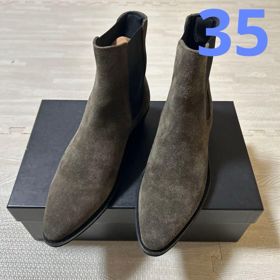 CELINE サイドゴアスエードブーツ　35 ブラウン　チェルシーブーツ